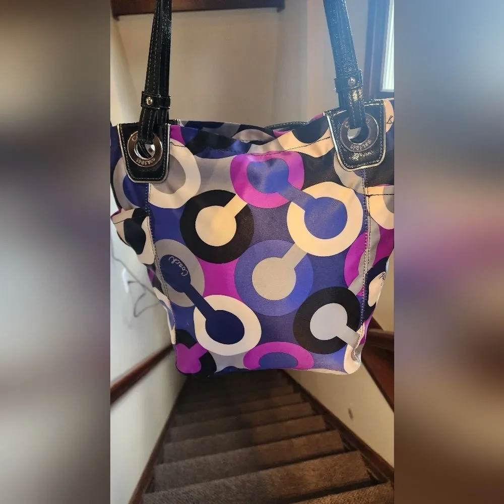 Coach SATIN Colorful Signiture TOTE